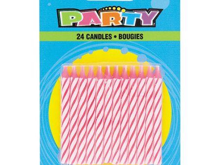 UNIQUE - Spiral Birthday Candles Pink - 24 Candles Supply